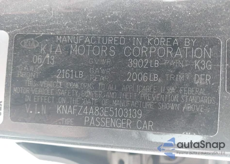 2014 Kia Forte Ex z USA, uszkodzony, nr VIN KNAFZ4A83E5103139